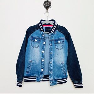 TOMMY HILFIGER Denim Bomber Jacket, Girl’s M 8/10
